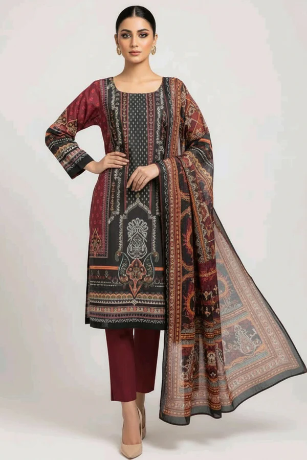 Unstitched Gul Ahmed Printed Khaddar Winter 3-Piece Collection – Get up to 50% OFF! Only at the Brands Gala."