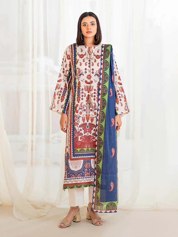 BRENISH POPLIN 3-Piece Unstitched Digital Printed Lawn Suit- Get up to 50% OFF! Only at the Brands Gala."