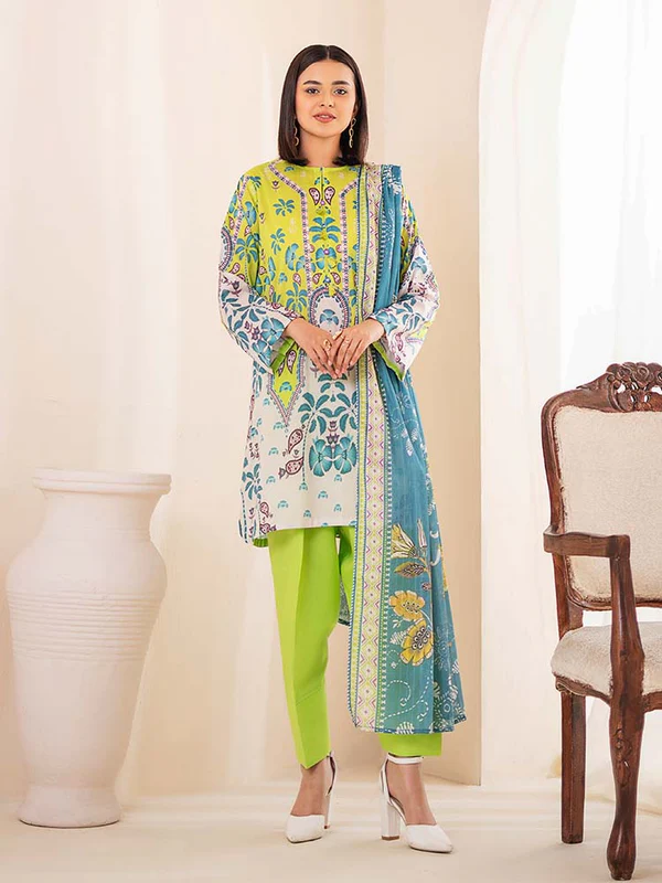 BRENISH POPLIN 3-Piece Unstitched Digital Printed Lawn Suit- Get up to 50% OFF! Only at the Brands Gala."