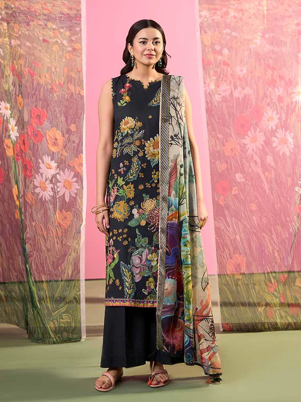 OLVIA 3-Piece Unstitched Digital Printed Lawn Suit- Get up to 50% OFF! Only at the Brands Gala."