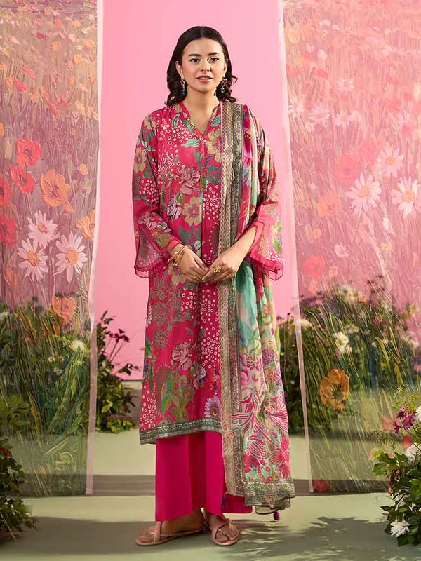 OLVIA 3-Piece Unstitched Digital Printed Lawn Suit- Get up to 50% OFF! Only at the Brands Gala."