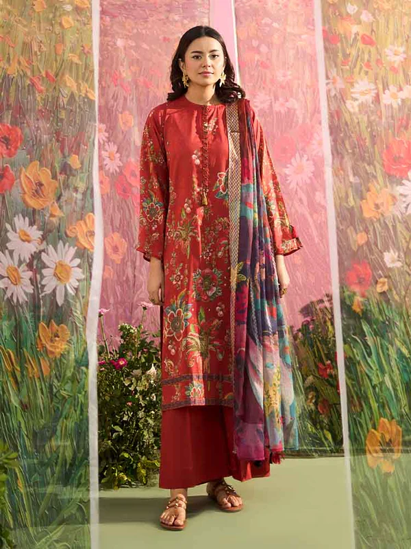 OLVIA 3-Piece Unstitched Digital Printed Lawn Suit- Get up to 50% OFF! Only at the Brands Gala."