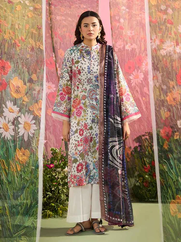 OLVIA 3-Piece Unstitched Digital Printed Lawn Suit- Get up to 50% OFF! Only at the Brands Gala."