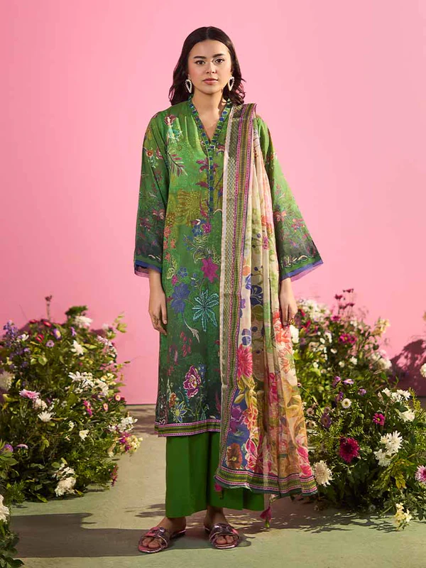 OLVIA 3-Piece Unstitched Digital Printed Lawn Suit- Get up to 50% OFF! Only at the Brands Gala."