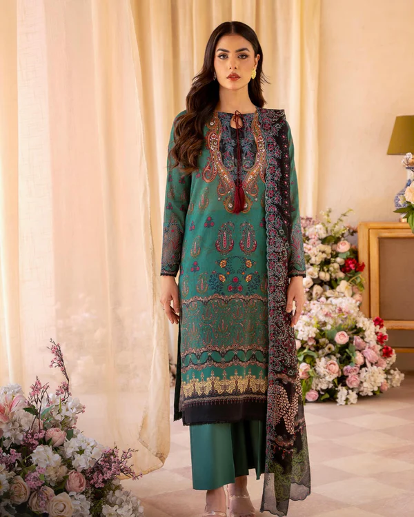 Gull-Jee Rang Pasand 3-Piece Unstitched Embroidered Lawn Suit- Get up to 50% OFF! Only at the Brands Gala."