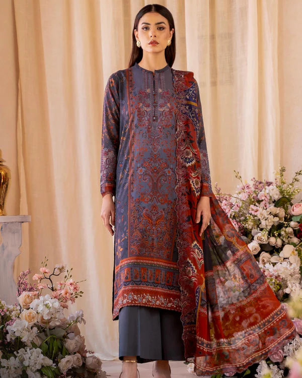 Gull-Jee Rang Pasand 3-Piece Unstitched Embroidered Lawn Suit- Get up to 50% OFF! Only at the Brands Gala."