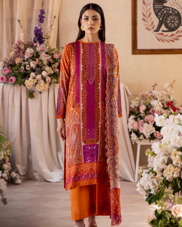 Gull-Jee Rang Pasand 3-Piece Unstitched Embroidered Lawn Suit- Get up to 50% OFF! Only at the Brands Gala."