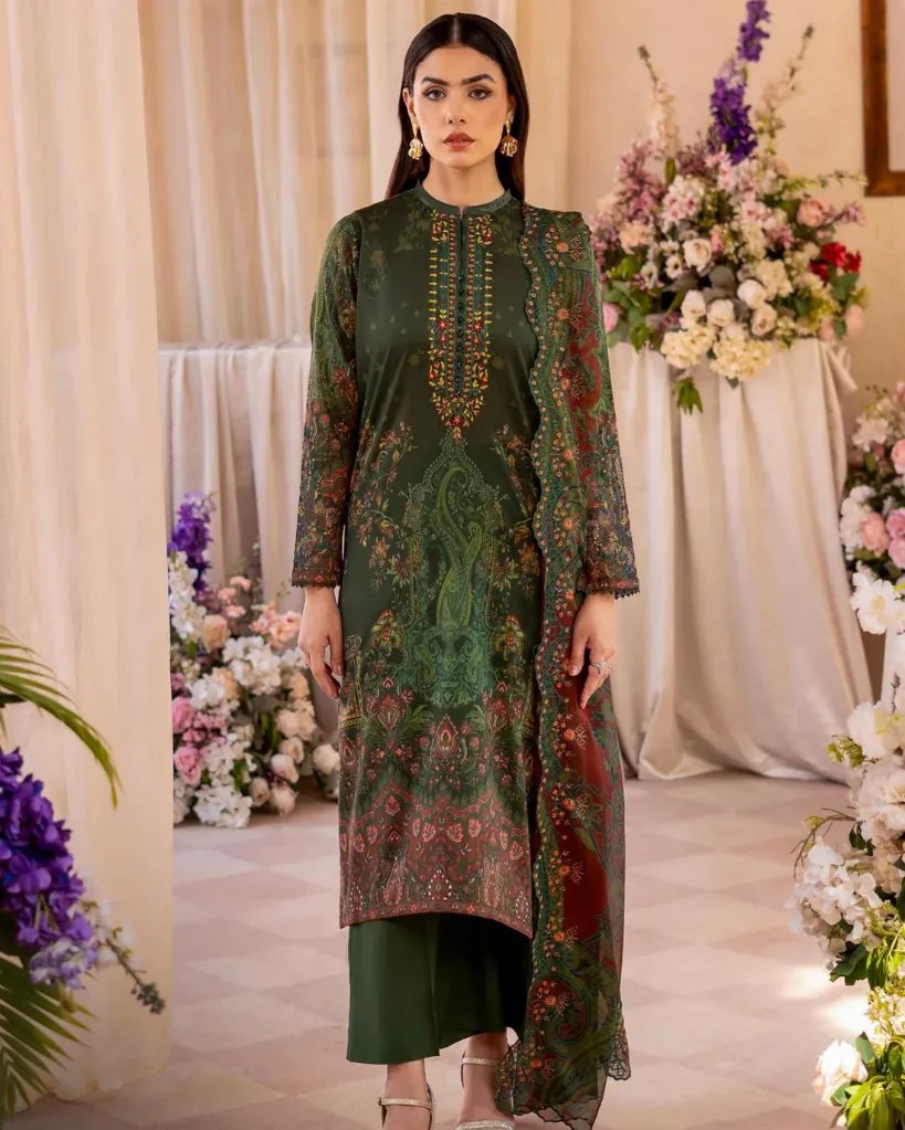 Gull-Jee Rang Pasand 3-Piece Unstitched Embroidered Lawn Suit- Get up to 50% OFF! Only at the Brands Gala."